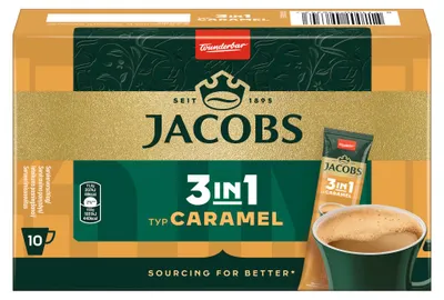 Image de Jacobs Café Boisson instantanée 3 en 1 Type Caramel 10x11,2g Paquet 112g