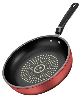 Image de Poêle à frire, revêtement antiadhésif, compatible avec les cuisinières à induction et à gaz, rouge