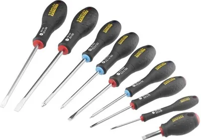 Zdjęcie produktu dla Zestaw 9 Wkrętaków Stanley Fatmax, Elektryk, Mechanik, Pozidriv, Produkcja Francuska, Wzmocnione Ostrze Stalowe