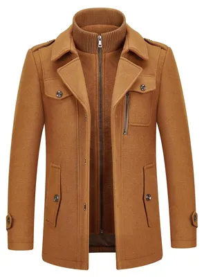Productafbeelding van Heren Winterjas - Slim Fit - Wol - Bruin