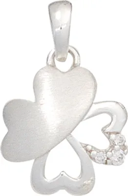 Produktbild von JOBO Kinder Anhänger Kleeblatt 925 Sterling Silber teilmattiert mit Zirkonia