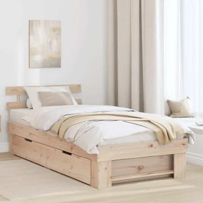Zdjęcie produktu dla Maison Exclusive – rama łóżka z zagłówkiem Naturalne 90 x 200 cm Lite drewno sosnowe