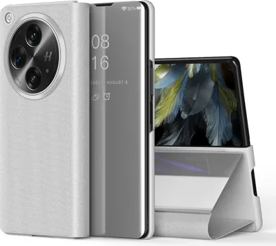 Produktbild von Hülle für OnePlus Open /Oppo Find N3 Überzug Spiegel View Klapp Schutzhülle mit Ständer Silber