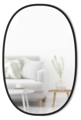 Produktbild von Ovaler Wandspiegel Wandspiegel Spiegel - Gummirahmen - 61 x 91 cm - Schwarz - Für Flur und Badezimmer