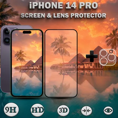 Produktbild von iPhone 14 Pro Displayschutzfolie und Objektivschutz aus 9H gehärtetem Glas