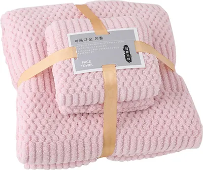 Image de Set de serviettes de bain et de douche  Quick Dry Highly Absorbent Soft Comfortable for Daily Use Pink