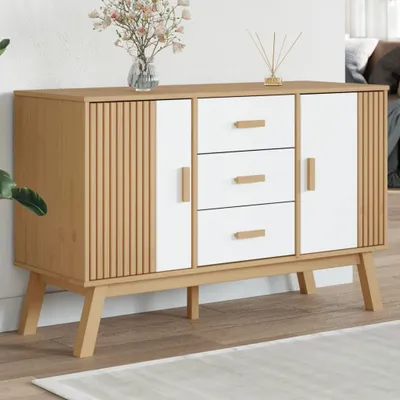 Immagine prodotto di Mobili Credenza OLDEN Bianco e marrone 114x43x73,5 cm pino massiccio - Cassettiere 358599