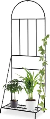Produktbild von Famanu Pflanzenregal mit Rankhilfe aus Stahl - schwarz - 200 x 70 x 40 cm