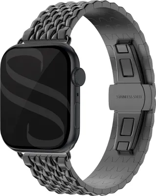 Image de Bracelet Selencia en acier pour Apple Watch | 44/45/46/49 mm - Noir