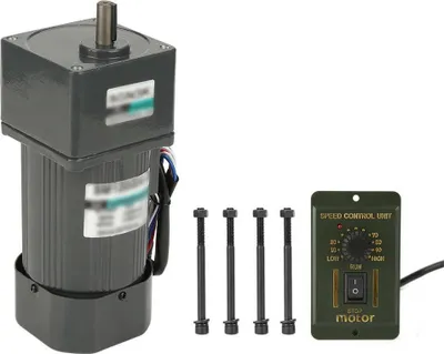 Obrázek produktu pro Motor s převodovkou a regulátorem otáček - 120 W - AC 220 V - Převodový poměr 5K - Hřídel 1,2 cm - Točivý moment 3,5 N-m - Černá barva