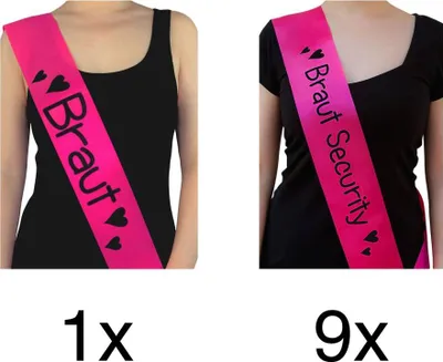Produktbild von Oblique Unique Schärpe Braut + Braut Security Set JGA Hen Party Bride to be pink