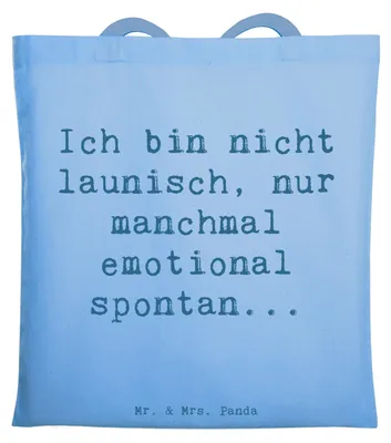 Produktbild von Mr. & Mrs. Panda Tote Bag Spruch Emotionen ausdrücken - Sky Blue - Geschenk, Vertrauem, Launen, Shopping Tasche, Emotionalität, besondere Art und Weise, Unitasche, Trost