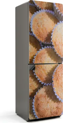 Zdjęcie produktu dla Pyszne muffinki w pudełku na ciasto - magnetyczna osłona na lodówkę - magnetyczna folia dekoracyjna do kuchni - dekoracja z magnesem na lodówkę - samoprzylepna tablica magnetyczna - folia magnetyczna na drzwi lodówki - 60x180 cm