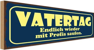 Produktbild von vianmo Holzschild 10x27 cm Vatertag endlich saufen Männer Frauen