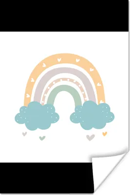 Produktbild von MuchoWow® Poster Regenbogen - Herzen - Wolken - Punkte - Pastell - Kinder 40x60 cm - Plakate für die Wand - Poster Babyzimmer