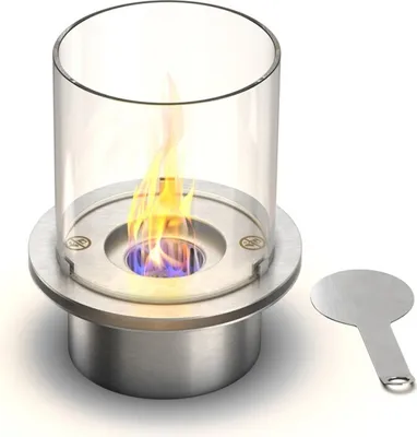 Produktbild von Runder Brenner mit Glas für Bioethanol-Kamin, Biokamin aus Edelstahl 1,5 lt d.25