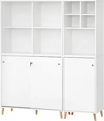Produktbild von Aktenschrank Regal Kombination SISAK-80 in weiß, B/H/T: ca. 151,1/175,2/41 cm