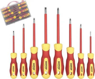 Immagine prodotto di Set di 8 cacciaviti isolati con valigetta - 1000 Volt, punte magnetiche