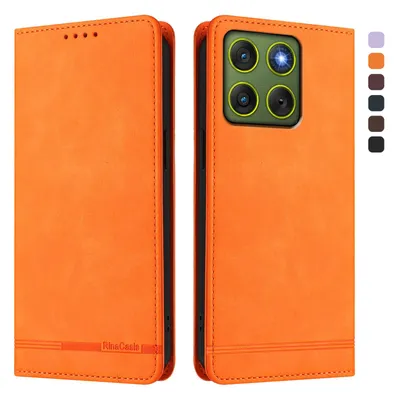 Image de Etui pour Motorola Edge 70, étui rétro en cuirPolyuréthaneavec support et fentes pour cartes Orange