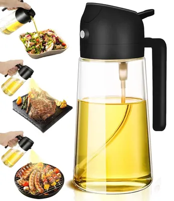 Obrázek produktu pro Dávkovač oleje – skleněná láhev 2 v 1 – černá