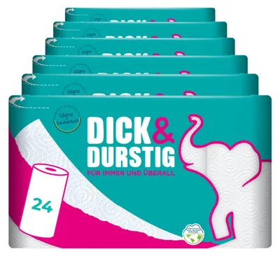 Produktbild von Hakle Dick & Durstig, 24 Rollen Haushaltstücher, 2-lagig