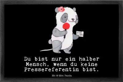 Produktbild von Mr. & Mrs. Panda Schmutzmatte Pressereferentin Herz 40 x 60 cm - Schwarz - Geschenk, Bodenvorleger, Schmutzfangmatte, Schmutzfänger, Witzig, Studium, Lustig, Spruch