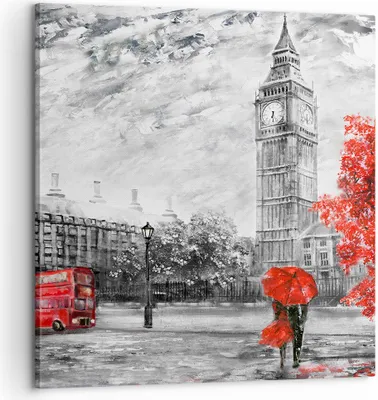 Produktbild von Bild auf Leinwand - Leinwandbild - London Bus - 60x60cm - Wand Bild - Wanddeko - Wandbilder - Leinwanddruck - Bilder - Kunstdruck - Wanddekoration - Leinwand bilder - Wandkunst - AC60x60-3866