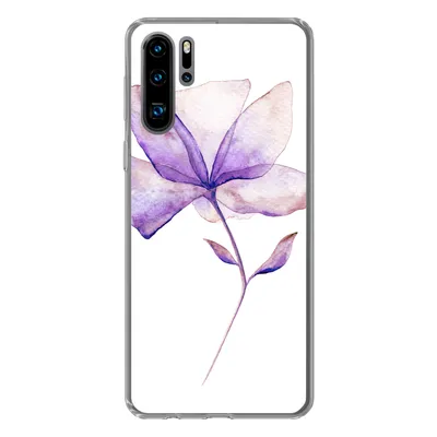 Produktbild von MuchoWow® Handyhülle Schutzhülle Hülle für Huawei P30 Pro Blumen - Aquarell - Lila Silikon Softcase Handy Hülle - Schutzdeckel