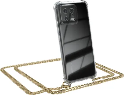 Produktbild von EAZY CASE Metall Handykette für Xiaomi 13, Handyhülle mit Umhängeband, Silikonhülle, Metallkette für Smartphone in Gold