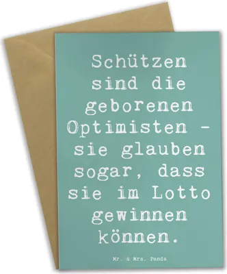 Produktbild von Mr. & Mrs. Panda babykarte Spruch Schütze Optimist - Meeresbrise - Geschenk, Schützen Optimisten, Optimismus, Geschenke Astrologie, Horoskop, weihnachtskarten, Grußkarten