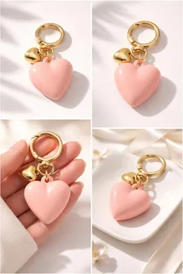 Immagine prodotto di Portachiavi con doppio ciondolo a forma di cuore, portachiodi, regalo romantico, Yehwang