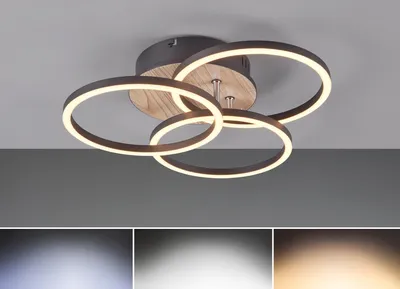Obrázek produktu pro Reality Circle LED stropní světlo 27W stmívatelné dřevo reprodukce CCT nastavitelná barva světla noční světlo