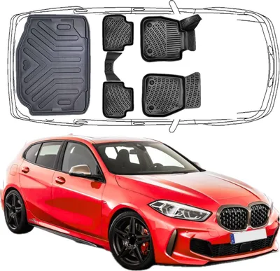 Produktbild von 3D Auto Fußmatten & Untere Kofferraumwanne Set Kompatibel mit BMW 1'er F40 2019-2024