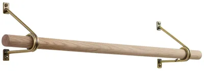 Produktbild von SOTECH Garderobenstangen-Set T120 Antik Gold – Rundstabhalterung Ø 30 mm + Eiche Ø 30 x 800 mm + Clips