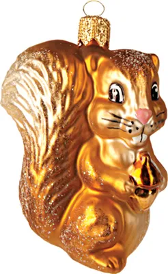 Produktbild von Christbaumschmuck Glas Eichhörnchen mit Eichel 5cm orange / braun