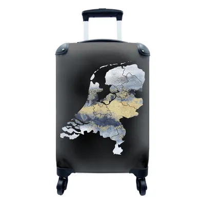 Produktbild von MuchoWow® Koffer Handgepäck Trolley Rollkoffer Kleine Reisekoffer mit 4 Rollen - Karte von Europa - Blau - Schwarz - Cabin Size < 55x40x23 cm & 55x40x20 cm - Fotokoffer - Kabinenkoffer - Boardgepäck - Reise-Box - Reisekoffer - Reisegepäck - Koffer mit Bild - Trolley für Kinder