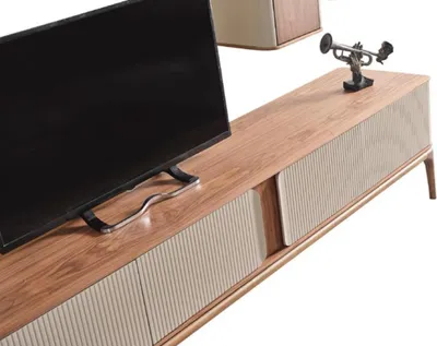 Image de Sideboard tv Lowboard Armoire Table basse Salon Moderne Beige Bois