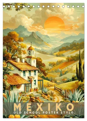Produktbild von Mexiko - Old School Poster Style (Tischkalender 2027 DIN A5 hoch), CALVENDO Monatskalender