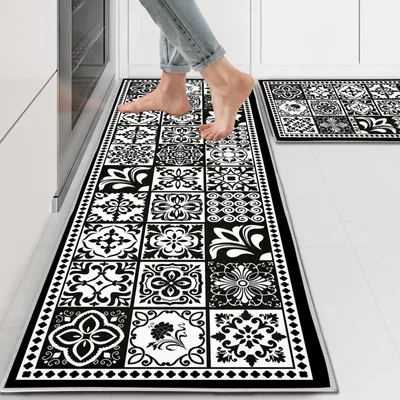 Imagen del producto de Juego de 2 alfombrillas lavables para la cocina, de 40 x 120 cm y 40 x 60 cm