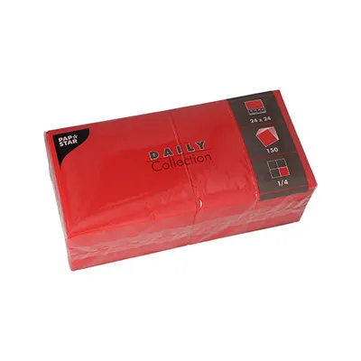 Produktbild von 48600 Servietten "DAILY Collection" 1/4-Falz 24 cm x 24 cm rot