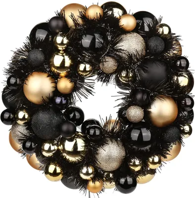 Produktbild von 13 Zoll/33cm Halloween Kranz, Halloween Deko Garten, Halloween-Kranz für Haustür, Willkommenskranz, Halloween Deko, Bruchsicherer Halloween-Kugelschmuck, Weihnachtlicher Weihnachtskranz Outdoor