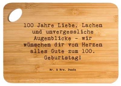 Produktbild von Mr. & Mrs. Panda holzschneidebrett Spruch 100. Geburtstag - Transparent - Geschenk, Frühstücksbrettchen, einzigartig, Schneidebrett, Holzbrett, Feier, Frühstücksbrett