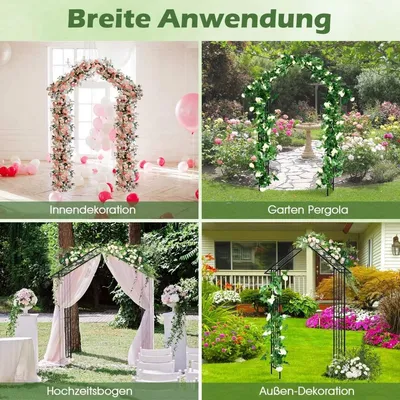 Image de Arche de jardin en métal pour plantes grimpantes, arche en treillis pour jardin, fête de mariage, 140 x 40 x 223 cm, noir