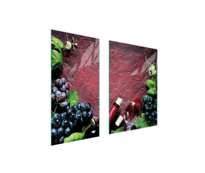 Produktbild von Herdabdeckplatten 2 teilig 75x52 Glaskeramikkochfeld Abdeckung Glas Schneidebrett Wein Glas