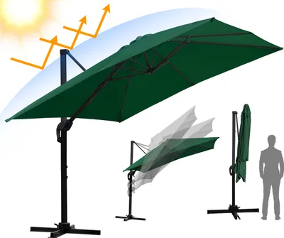 Obrázek produktu pro Hengda slunečník osvětlení konzolový slunečník 300 cm zahradní slunečník pavilon UV50+ zelený