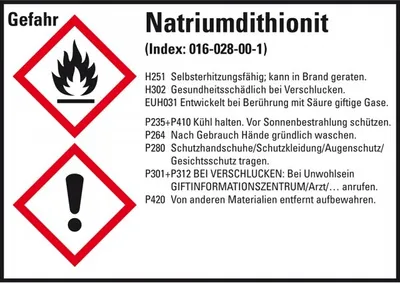 Produktbild von Dreifke® Aufkleber I GHS-Etikett Natriumdithionit, GefStoffV/GHS/CLP, Folie, ...