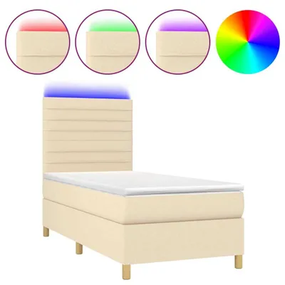 Produktbild von Boxspringbett mit Matratze & LED Creme 100x200 cm Stoff
