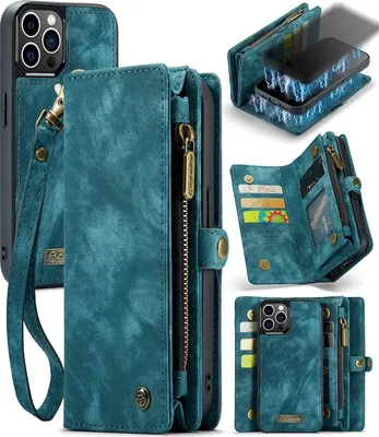 Produktbild von Caseme 008 iPhone 12 Pro Max Hülle Abnehmbare 2in1 Klapphülle Geldbörse - Blau