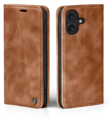 Produktbild von Handy Hülle für Apple iPhone 18 Klapphülle Bookcase Flip Cover Handy Tasche Etui Farbe: Hellbraun