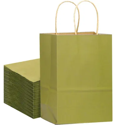 Productafbeelding van Papieren zakken met handgrepen, 21x15x8 cm, bosgroen, 32 stuks